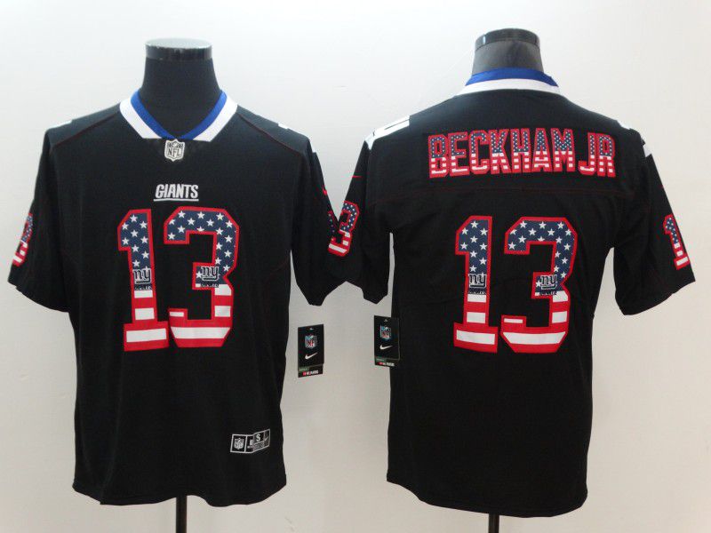 Men New York Giants #13 Beckham jr Nike USA Flag Fashion Black Color Rush Limited NFL Jerseys
